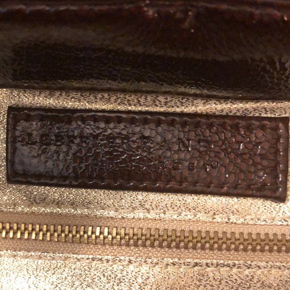 Loeffler Randall Handbag Chocolate Metallic Purse Heavy Gold Chain Link Strap - Picture 9 of 9